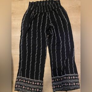 Black Floral Women's Pants